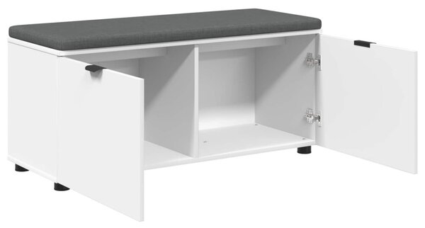 Előtér pad párnával Fehér 100 x 38 x 46 cm Műanyag Fa és Szövet