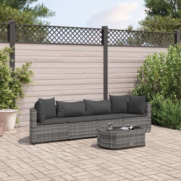 VidaXL Polyrattan Kerti Ülőgarnitúra - 5 részes, Szürke