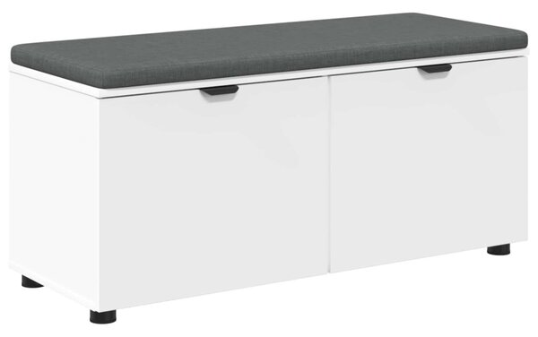 Előtér pad párnával Fehér 100 x 38 x 46 cm Műanyag Fa és Szövet