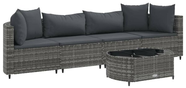 VidaXL Polyrattan Kerti Ülőgarnitúra - 5 részes, Szürke