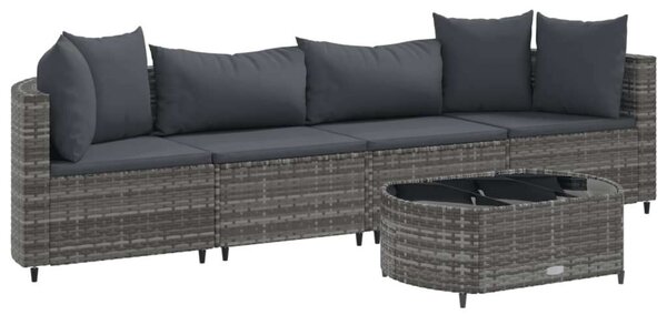 VidaXL Polyrattan Kerti Ülőgarnitúra - 5 részes, Szürke