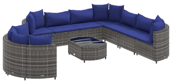 VidaXL Polyrattan Kerti Ülőgarnitúra - 10 részes - Szürke