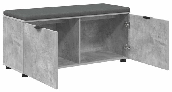 Előtér pad Beton Szürke 100 x 38 x 46 cm Műanyag Fa és Szövet