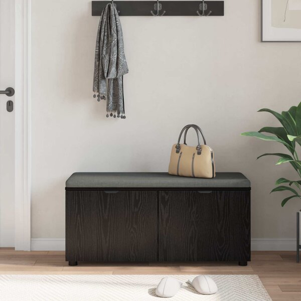 Előtér pad Fekete Tölgy 100 x 38 x 46 cm Műanyag Fa és Szövet