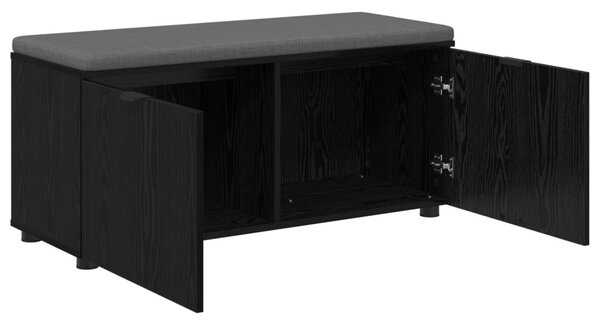 Előtér pad Fekete Tölgy 100 x 38 x 46 cm Műanyag Fa és Szövet