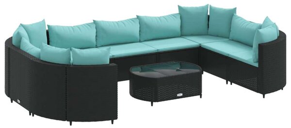 VidaXL Polyrattan Kerti Ülőgarnitúra - 10 részes - Fekete