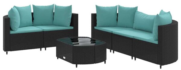 VidaXL Polyrattan Kerti Ülőgarnitúra - 6 részes, Fekete