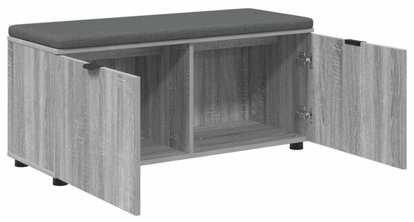 Előtér pad Szürke Sonoma 100 x 38 x 46 cm Műanyag Fa és Szövet