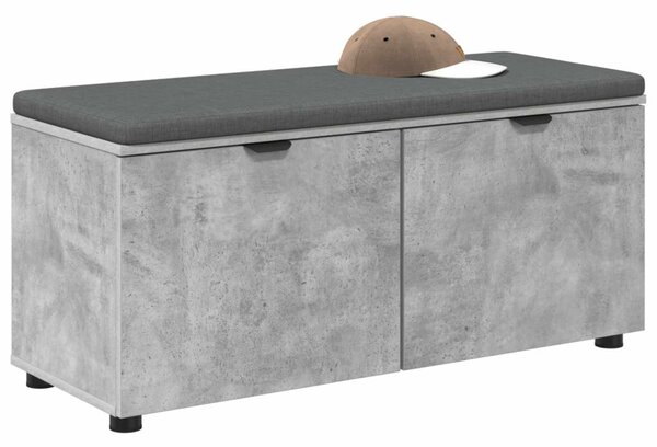 Előtér pad Beton Szürke 100 x 38 x 46 cm Műanyag Fa és Szövet