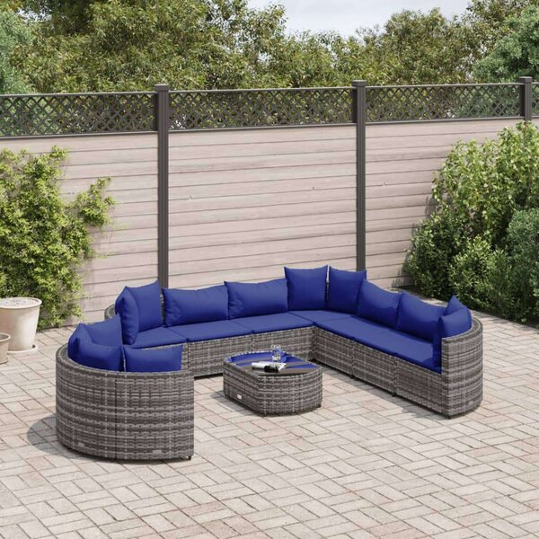 VidaXL Polyrattan Kerti Ülőgarnitúra - 10 részes - Szürke