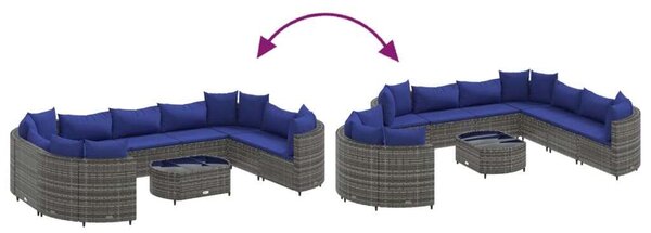 VidaXL Polyrattan Kerti Ülőgarnitúra - 10 részes - Szürke