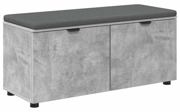 Előtér pad Beton Szürke 100 x 38 x 46 cm Műanyag Fa és Szövet