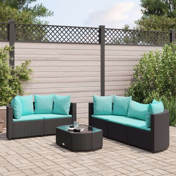 VidaXL Polyrattan Kerti Ülőgarnitúra - 6 részes, Fekete