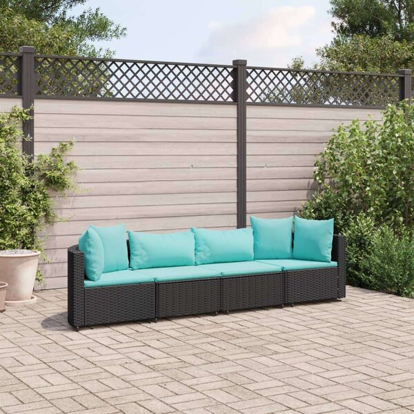 VidaXL Polyrattan Kerti Ülőgarnitúra - 4 részes - Fekete