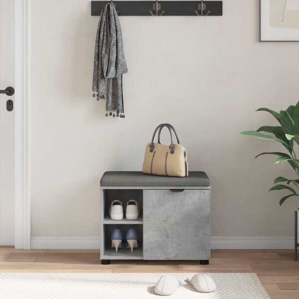 Előtér pad Beton Szürke 60 x 38 x 46 cm Műanyag Fa és Szövet