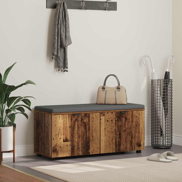Előtér pad Öreg fa 100 x 38 x 46 cm Műanyag Fa és Szövet