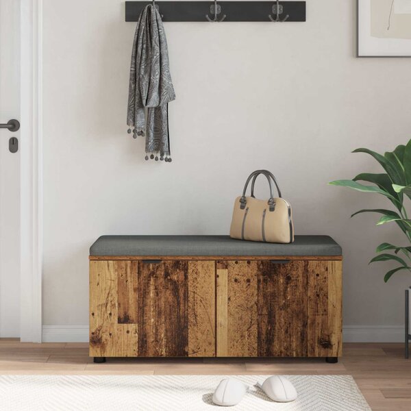 Előtér pad Öreg fa 100 x 38 x 46 cm Műanyag Fa és Szövet
