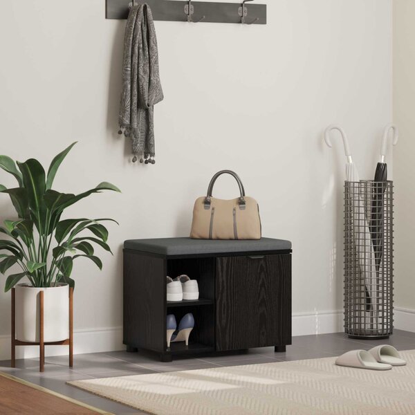 Előtér pad Fekete Tölgy 60 x 38 x 46 cm Műanyag Fa és Szövet