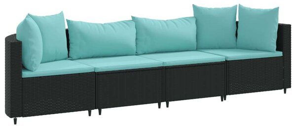 VidaXL Polyrattan Kerti Ülőgarnitúra - 4 részes - Fekete