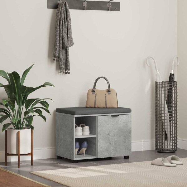 Előtér pad Beton Szürke 60 x 38 x 46 cm Műanyag Fa és Szövet