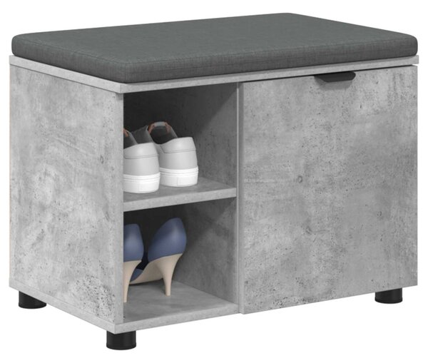 Előtér pad Beton Szürke 60 x 38 x 46 cm Műanyag Fa és Szövet