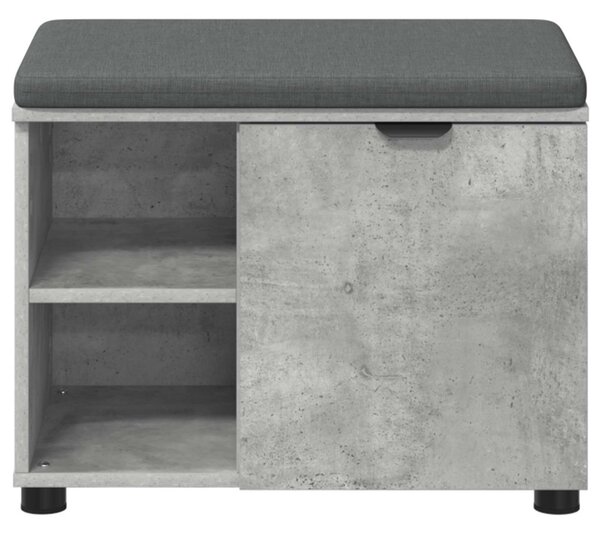 Előtér pad Beton Szürke 60 x 38 x 46 cm Műanyag Fa és Szövet