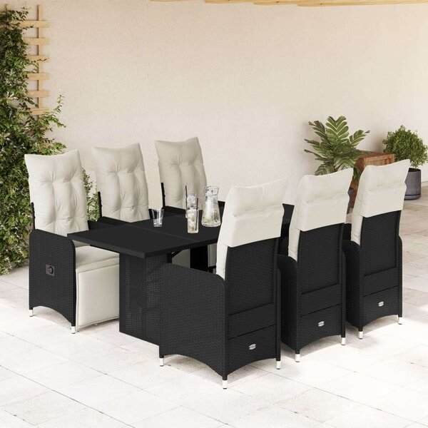 VidaXL Polyrattan Kerti Bútor - 7 részes Bisztrókészlet - Fekete