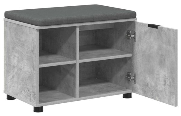 Előtér pad Beton Szürke 60 x 38 x 46 cm Műanyag Fa és Szövet