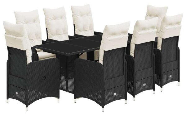 VidaXL 8 Személyes Fekete Polyrattan Kerti Bútor