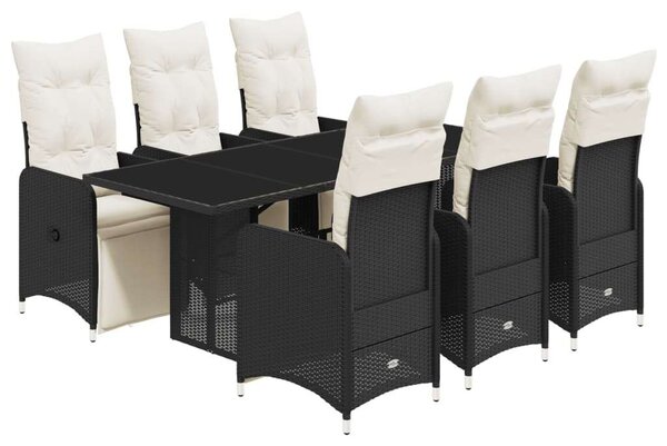 VidaXL Polyrattan Kerti Bútor - 7 részes Bisztrókészlet - Fekete