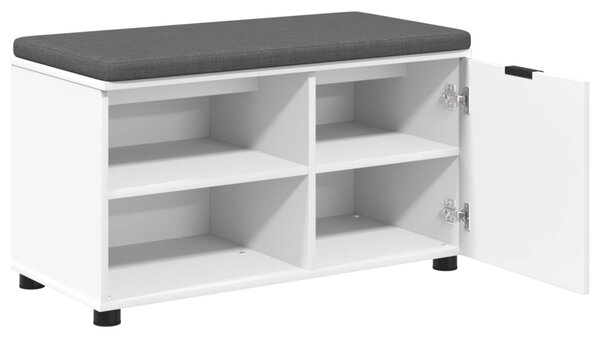 Előtér pad párnával Fehér 80 x 38 x 46 cm Műanyag Fa és Szövet