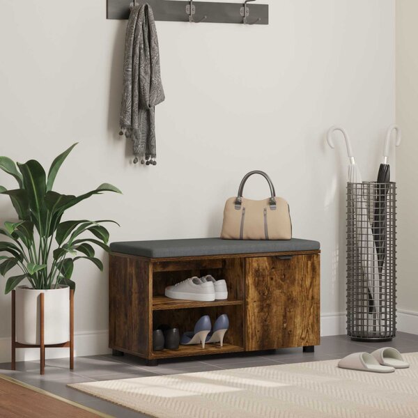 Előtér pad Füstölt Tölgy 80 x 38 x 46 cm Műanyag Fa és Szövet