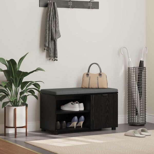 Előtér pad Fekete Tölgy 80 x 38 x 46 cm Műanyag Fa és Szövet