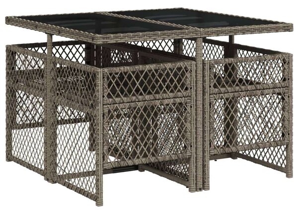 VidaXL Polyrattan Kerti Étkezőgarnitúra - 5 részes - Szürke