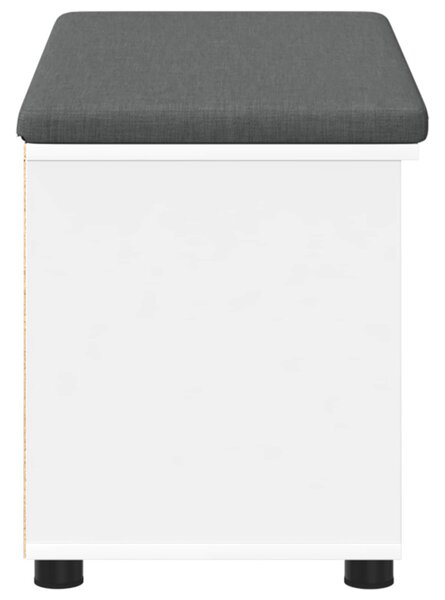Előtér pad párnával Fehér 80 x 38 x 46 cm Műanyag Fa és Szövet