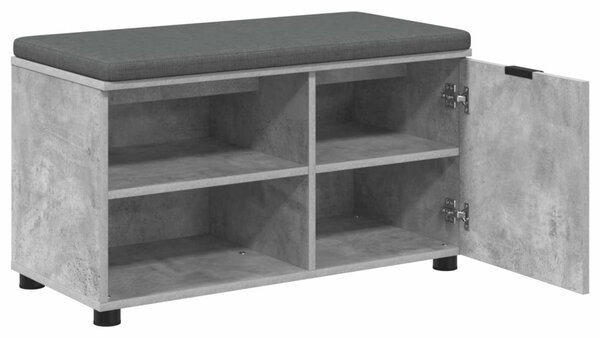 Előtér pad Beton Szürke 80 x 38 x 46 cm Műanyag Fa és Szövet