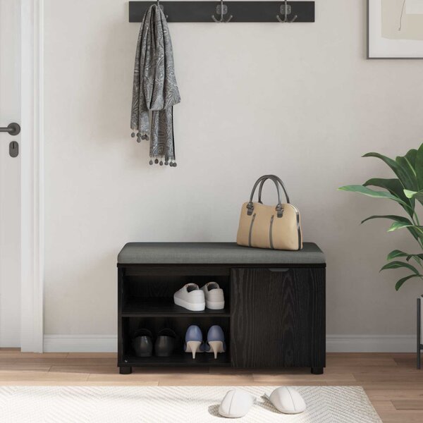 Előtér pad Fekete Tölgy 80 x 38 x 46 cm Műanyag Fa és Szövet