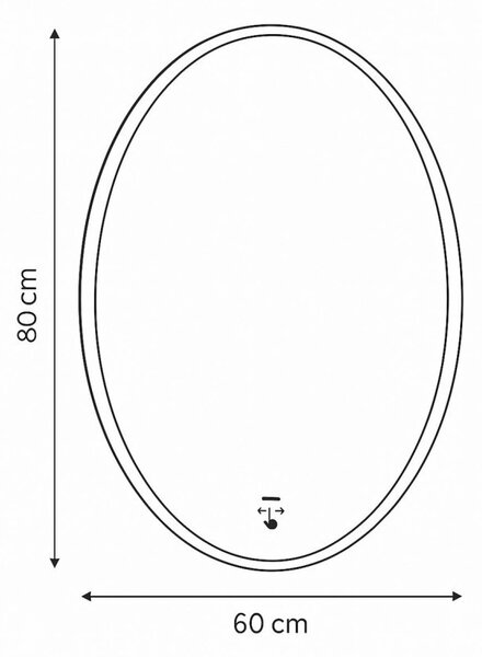 Viva AURA PINO 60 fürdőszoba tükör - érintésmentes - AMBIENT LED - ELIPSZIS -ÁLLÓ - 60x80 cm