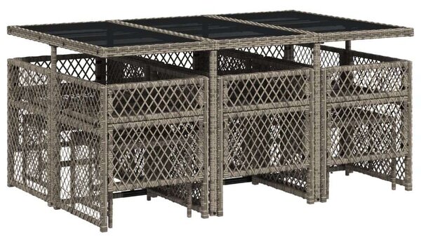 VidaXL 11 részes szürke polyrattan kerti ülőgarnitúra párnákkal