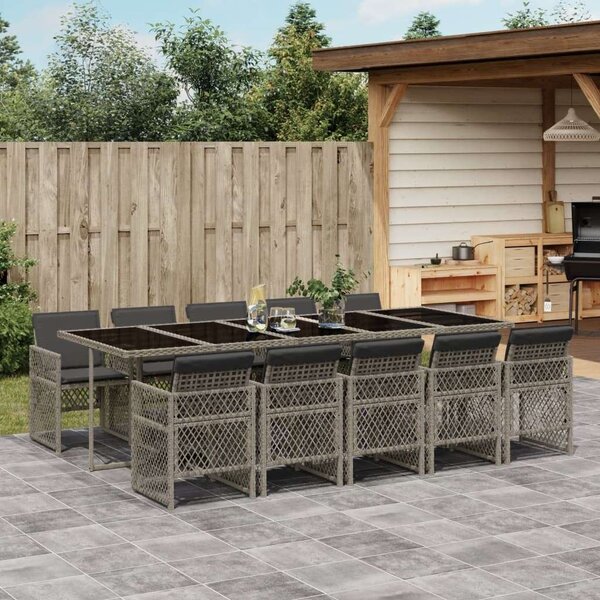 VidaXL 11 részes szürke polyrattan kerti ülőgarnitúra párnákkal