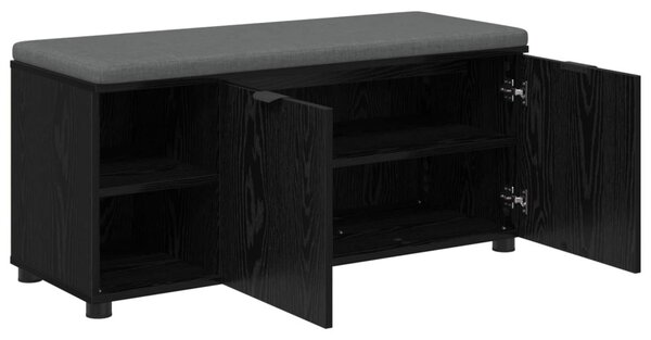 Előtér pad Fekete Tölgy 100 x 38 x 46 cm Műanyag Fa és Szövet