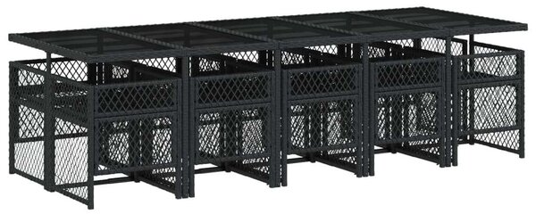 VidaXL Polyrattan Kerti Étkezőgarnitúra - 11 Fős - Fekete