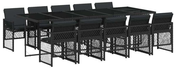 VidaXL Polyrattan Kerti Étkezőgarnitúra - 11 Fős - Fekete