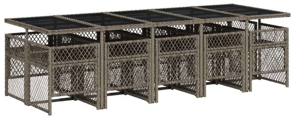 VidaXL 11 részes szürke polyrattan kerti ülőgarnitúra párnákkal