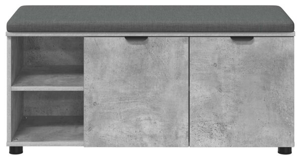 Előtér pad Beton Szürke 100 x 38 x 46 cm Műanyag Fa és Szövet