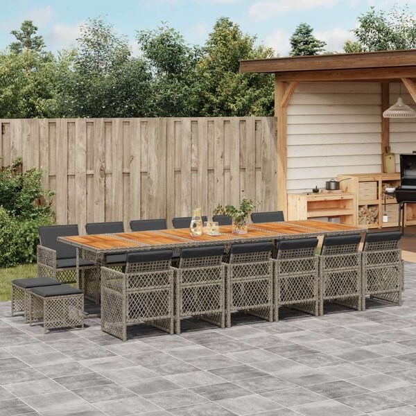 VidaXL Polyrattan Kerti Étkezőgarnitúra - 17 részes, Szürke