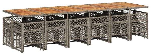 VidaXL Polyrattan Kerti Étkezőgarnitúra - 17 részes, Szürke