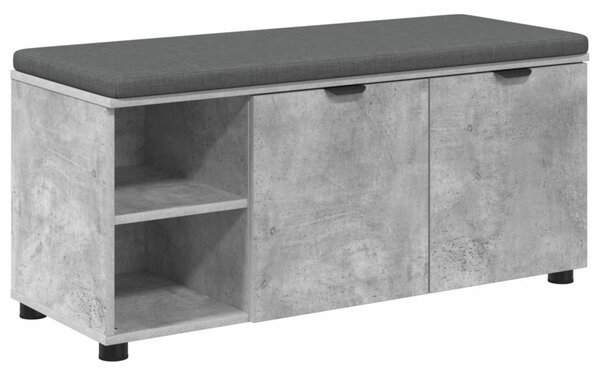 Előtér pad Beton Szürke 100 x 38 x 46 cm Műanyag Fa és Szövet