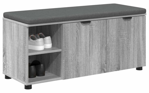 Előtér pad Szürke Sonoma 100 x 38 x 46 cm Műanyag Fa és Szövet