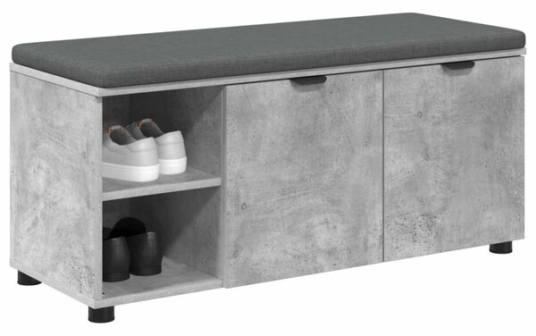 Előtér pad Beton Szürke 100 x 38 x 46 cm Műanyag Fa és Szövet